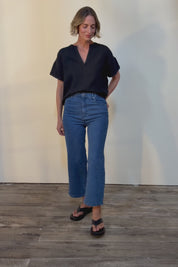 Genevieve High Rise Wide Leg Jean - Denim