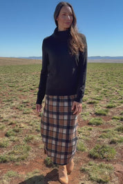 The Check Knit Lined Skirt – Tanblack