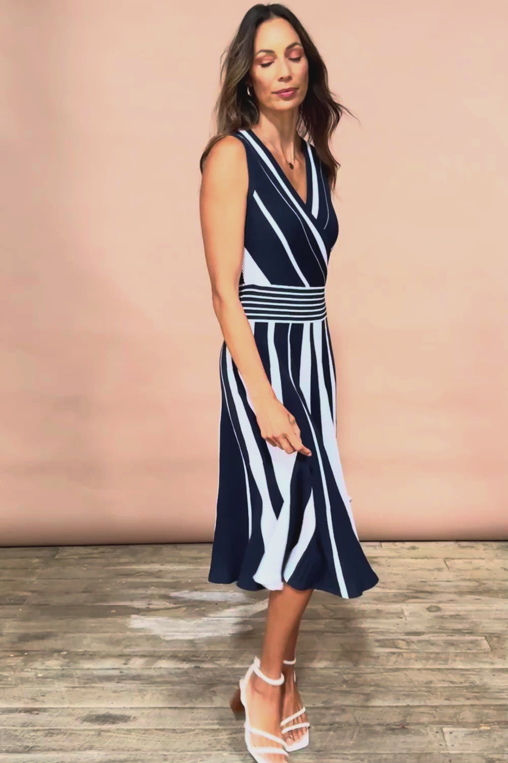The Reversible Knit Dress - Navystripe