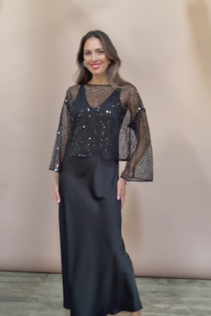Nina Sequin Top - Black
