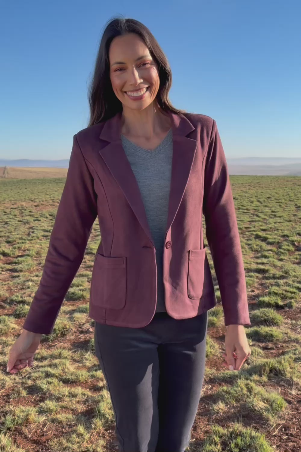 The Luxe Faux Suede Blazer - Burgundy