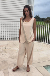 Summer Daze Linen Blend Knit Tank – Sand