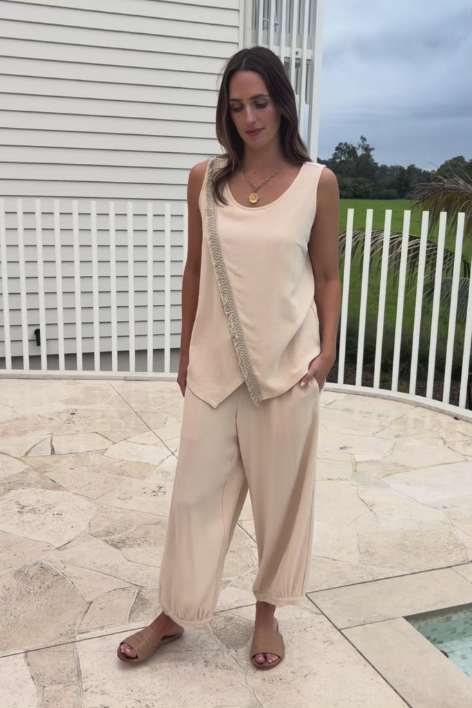 Summer Daze Linen Blend Knit Tank – Sand