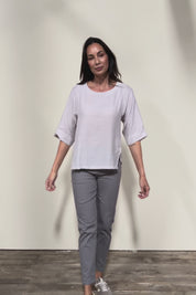 The Popover Cotton Blend Boat Neck Top – Natural