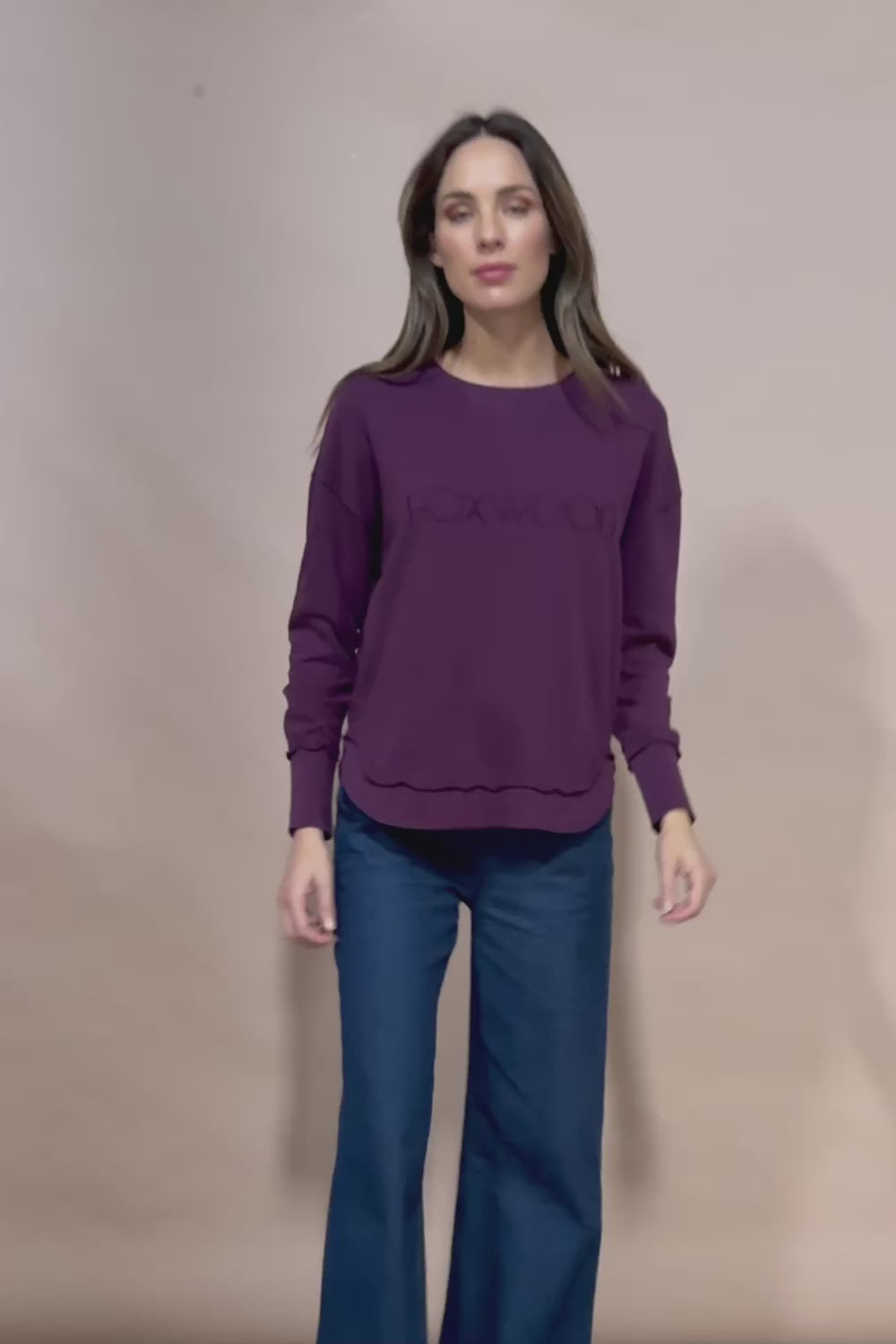 Elements Simplified Cotton Crew - Plum