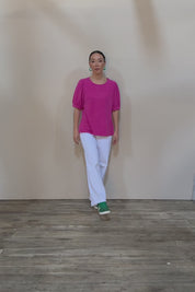 Gathered Sleeve Top - Magenta
