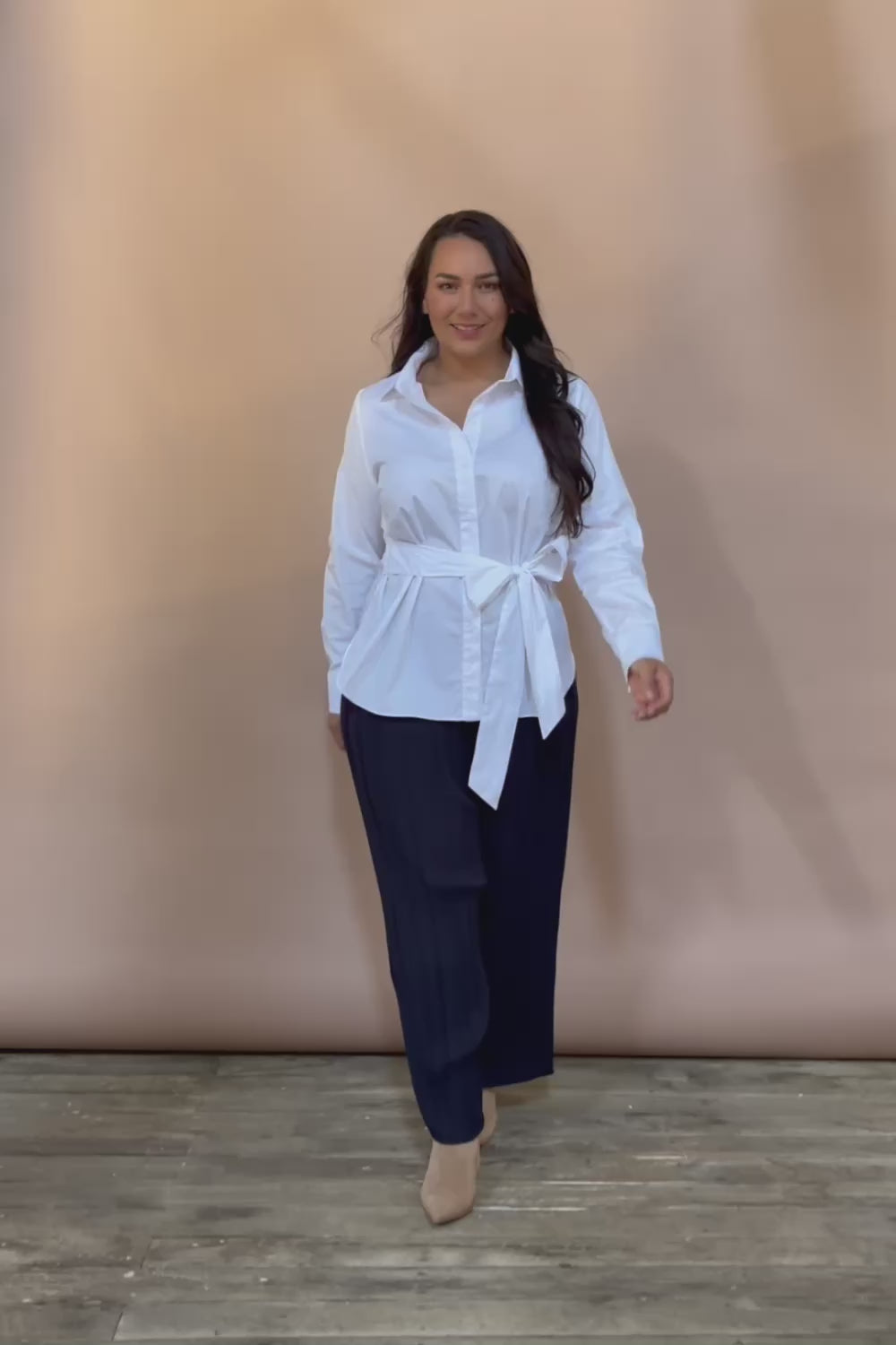 Belle Tie Waist Cotton Shirt - White