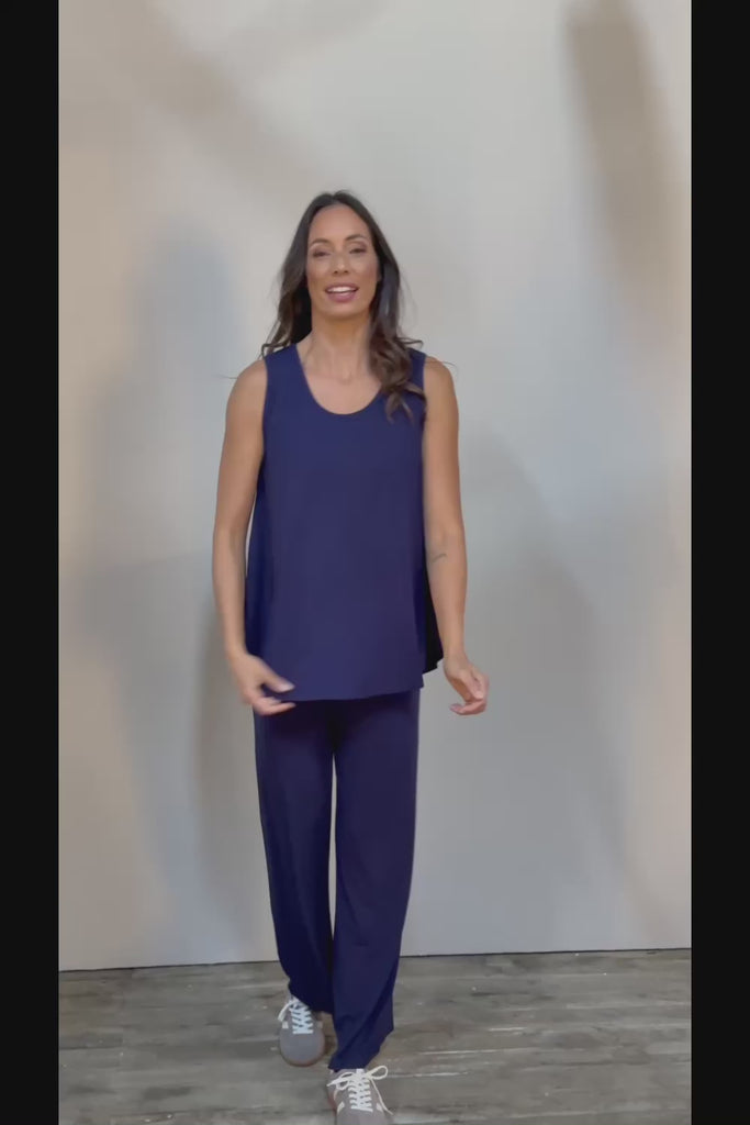 The Pack & Go Luxe Bamboo Wide Leg Pant - Frenchnavy