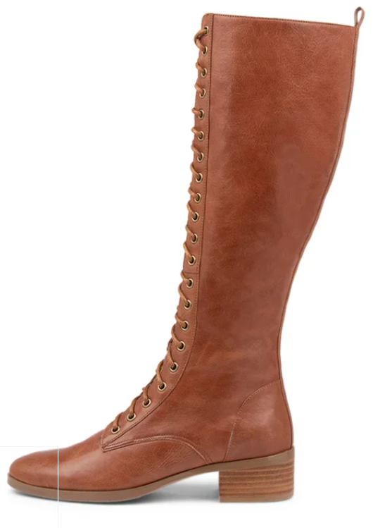 Toris Lace Up Leather Knee Boot – Newcognac